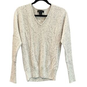 Tahari Womens Cashmere V-Neck Sweater Gray Speckled Dolman Sleeve Size Medium
